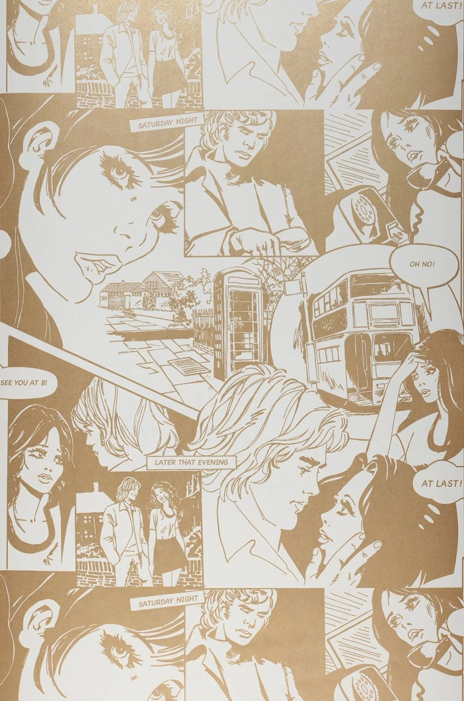 Tapete Comic Love Perlgold 2 Tapete Comic Love Perlgold – Bild 2