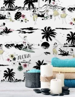 Tapete Aloha Schwarz -ferm LIVING Verkäufe Aloha A 355181 2880x1440