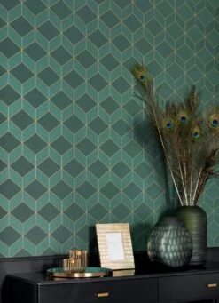 Tapete Barite Dunkelgrün Schimmer 7 Tapete Barite Dunkelgrün Schimmer -ferm LIVING Verkäufe Barite B 864423 2880x1440