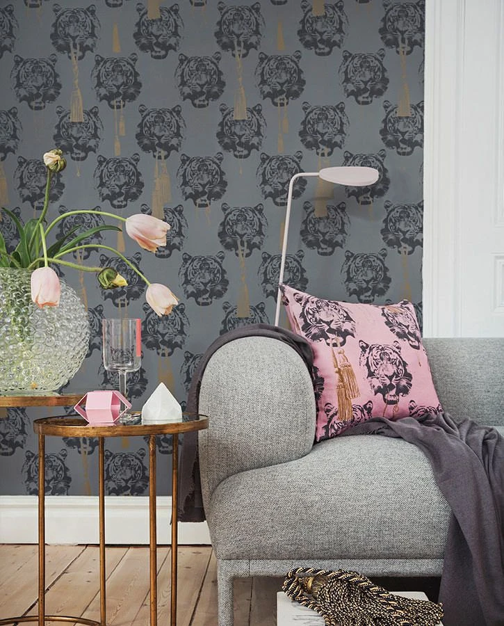 Tapete Coco Tiger Anthrazitgrau 3 Tapete Coco Tiger Anthrazitgrau – Bild 3