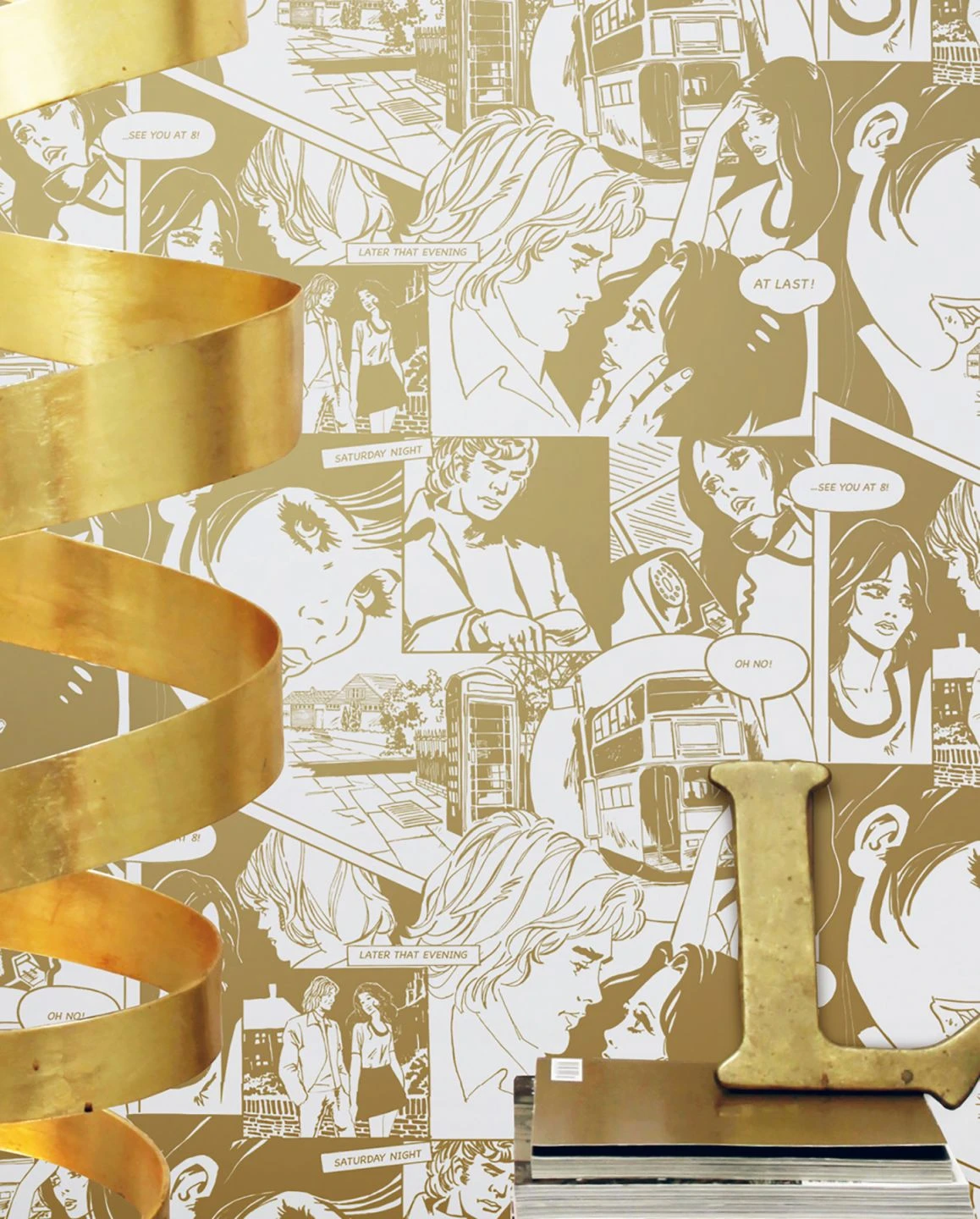 Tapete Comic Love Perlgold 1 Tapete Comic Love Perlgold