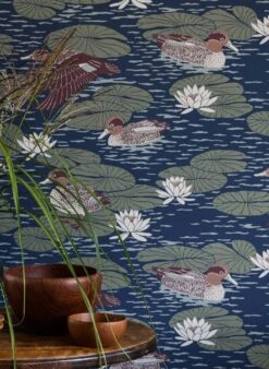 Tapete Duck Lake Graublau