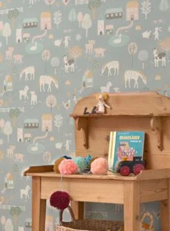 Tapete My Farm Zementgrau -ferm LIVING Verkäufe My Farm B 389321 2880x1440