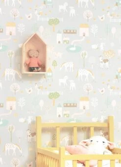 Tapete My Farm Weissgrau -ferm LIVING Verkäufe My Farm C 389322 2880x1440