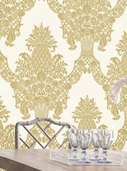 Tapete Pineapple Damask Perlgold -ferm LIVING Verkäufe Pineapple Damask A 790412 2880x1440