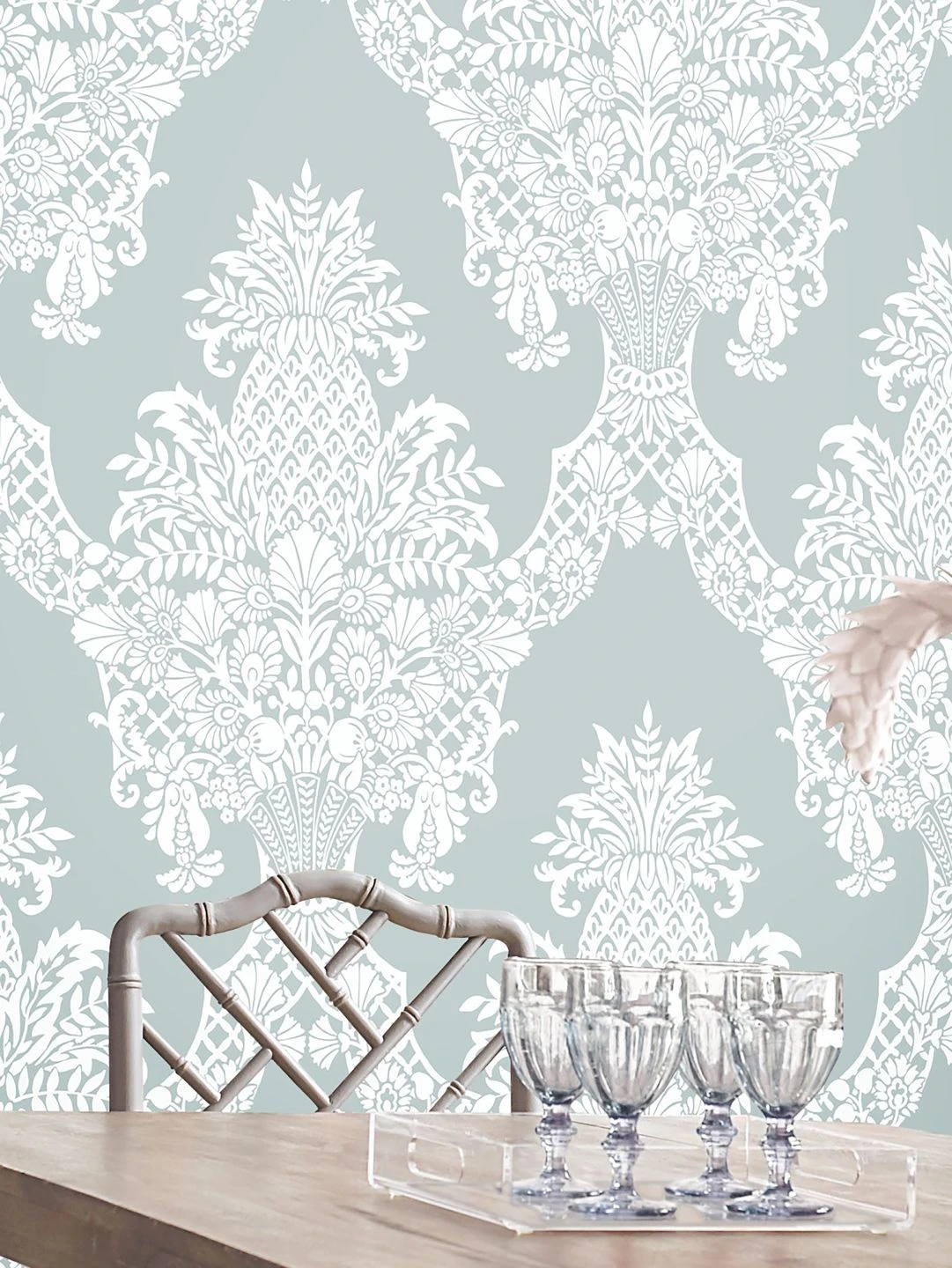 Tapete Pineapple Damask Pastelltürkis 1 Tapete Pineapple Damask Pastelltürkis