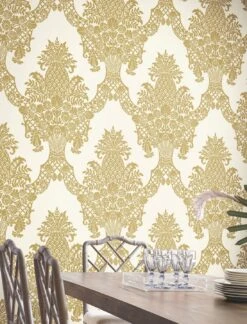Tapete Pineapple Damask Perlgold -ferm LIVING Verkäufe Pineapple Damask B 790412 2880x1440