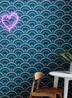 Tapete Retro Rainbow Blautöne -ferm LIVING Verkäufe Retro Rainbow B 431881 2880x1440