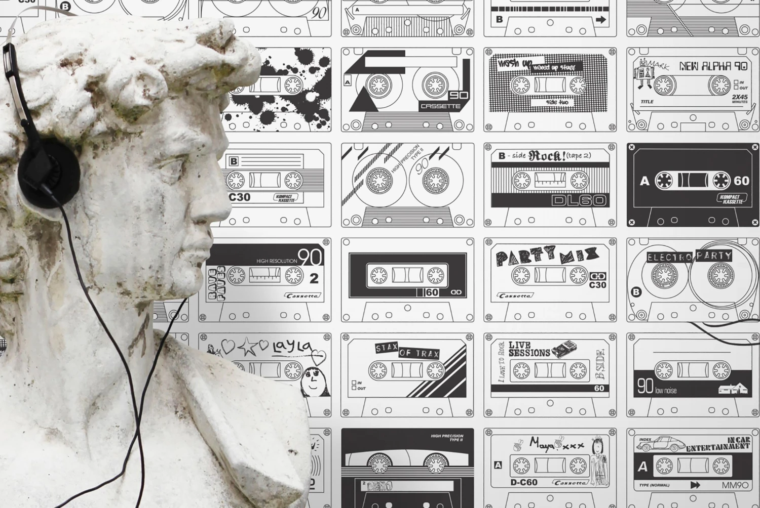 Tapete Stereo Nostalgia Weiss 3 Tapete Stereo Nostalgia Weiss – Bild 3