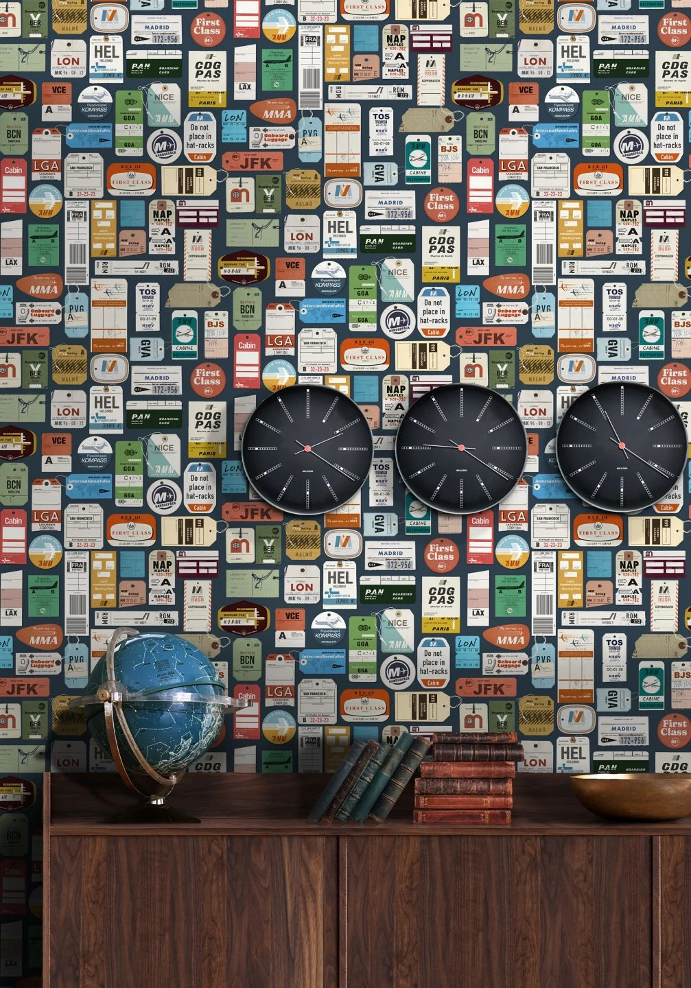 Tapete Vintage Air Travel Graublau 4 Tapete Vintage Air Travel Graublau – Bild 4